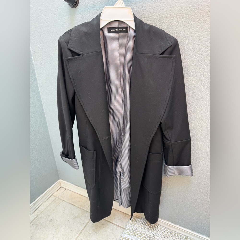 Nanette Lepore Charcoal Jacket with Striped Lining